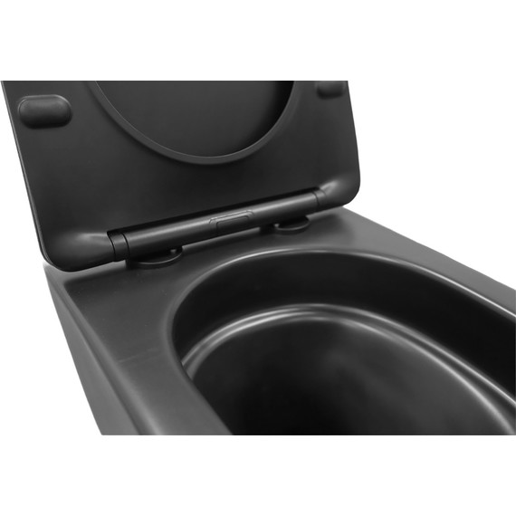 Унитаз подвесной безободковый Azario VELA AZ-2480MB с крышкой микролифт (Система смыва торнадо) чёрный матовый фото 7