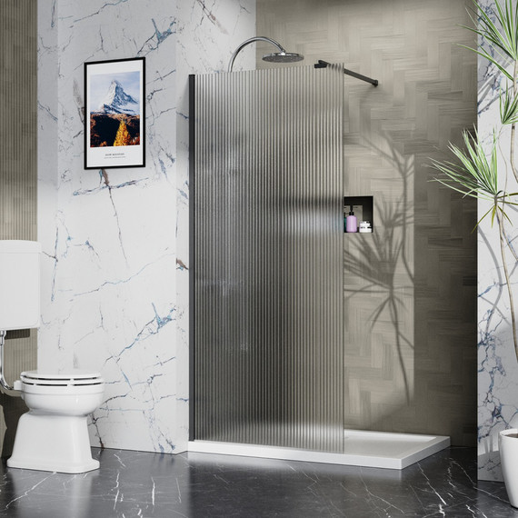 Душевая перегородка Azario Walk-in 120 см AZ-251-120-MB-CRF (стекло 8 мм) чёрный матовый/рифленое фото 5