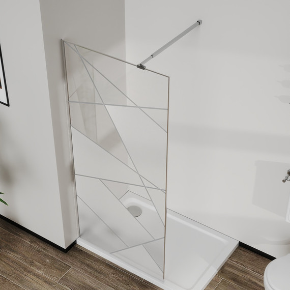 Душевая перегородка Azario Walk-in 120 см AZ-271-120-MGR-CGP (стекло 8 мм) графит матовый/узор фото 4