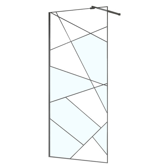 Душевая перегородка Azario Walk-in 90 см AZ-271-90-MGR-CGP (стекло 8 мм) графит матовый/узор фото 2