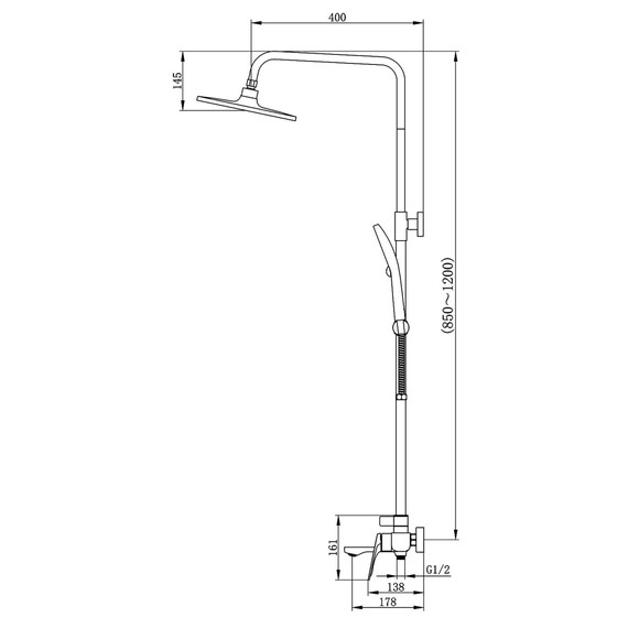 Душевая стойка Azario Lursy AZ-K2349BN, сатин фото 8