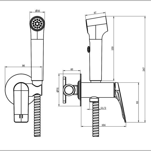 Гигиенический душ Azario Lursy AZ-KFX49B (со скрытой частью) чёрный матовый фото 3