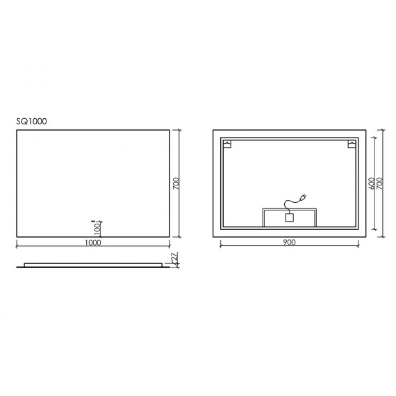 Зеркало Sancos Square 100х70 см SQ1000 фото 4