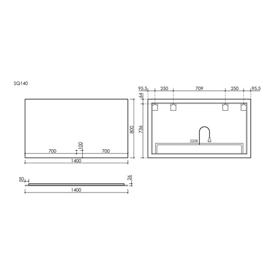 Зеркало Sancos Square 140х80 см SQ1400 фото 5