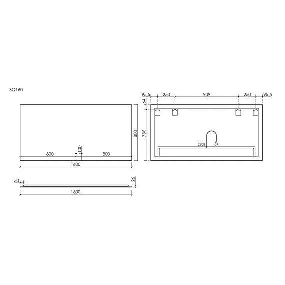 Зеркало Sancos Square 160х80 см SQ1600 фото 5