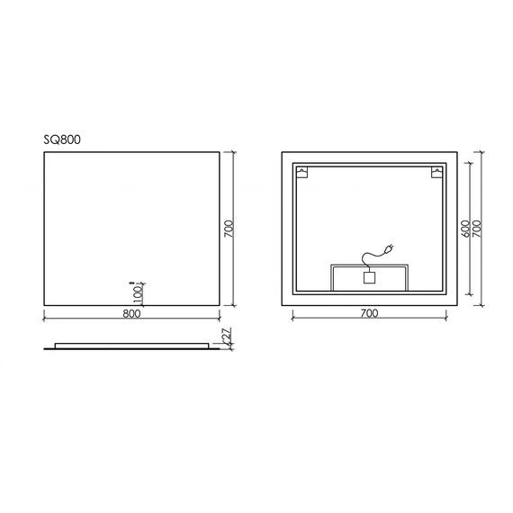 Зеркало Sancos Square 80х70 см SQ800 фото 4