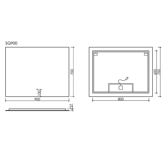 Зеркало Sancos Square 90х70 см SQ900 фото 4