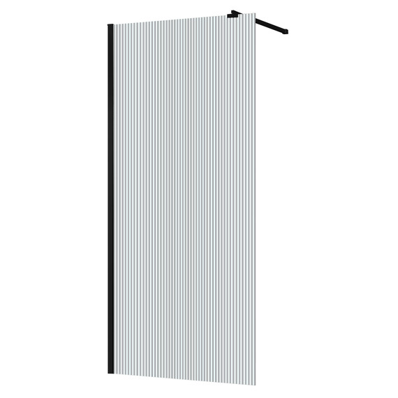 Душевая перегородка Azario Walk-in 100 см AZ-251-100-MB-CRF (стекло 8 мм) чёрный матовый/рифленое фото 