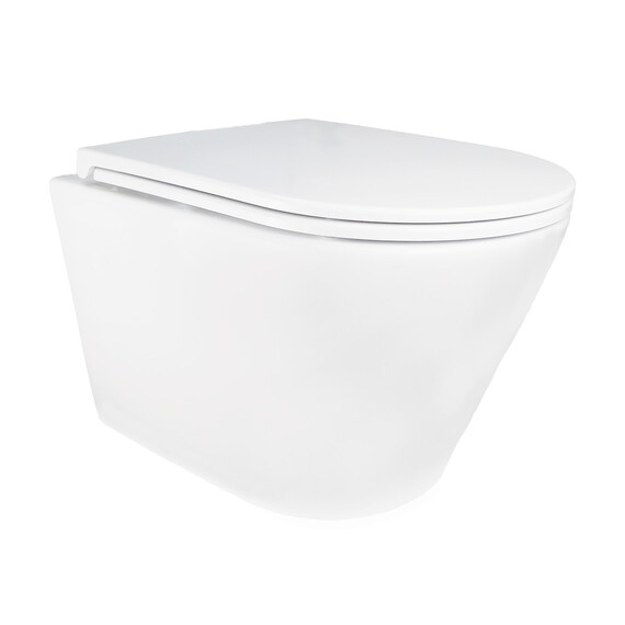 Унитаз подвесной безободковый Azario SONGO AZ-5180T-WHT с тонкой крышкой микролифт (система смыва Торнадо) фото 2