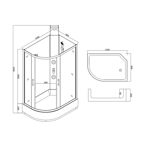 Гидробокс Taliente 120x80 см TA-128CW(R), белый/прозрачное фото 8