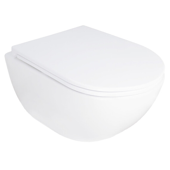 Унитаз подвесной безободковый Azario RUMBA AZ-5175T-WHT с тонкой крышкой микролифт (система смыва Торнадо) фото 2