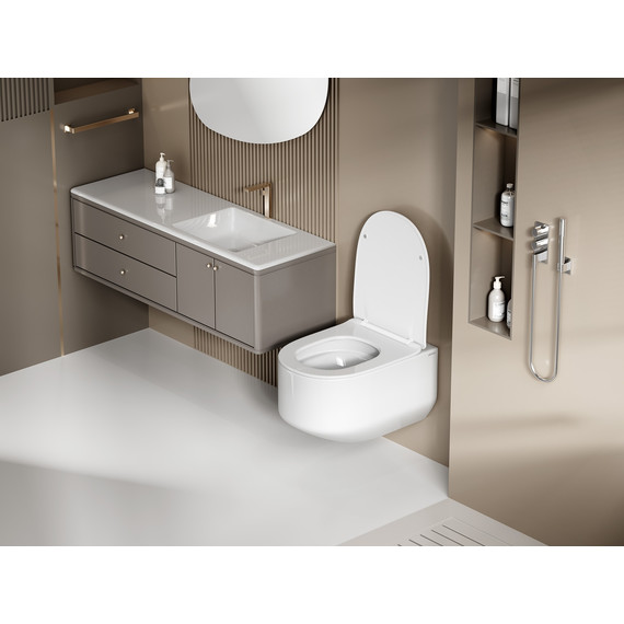 Унитаз подвесной безободковый Abber Bequem AC1130 с тонкой крышкой микролифт (Система смыва торнадо) фото 7