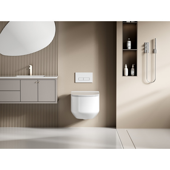 Унитаз подвесной безободковый Abber Bequem AC1130 с тонкой крышкой микролифт (Система смыва торнадо) фото 6