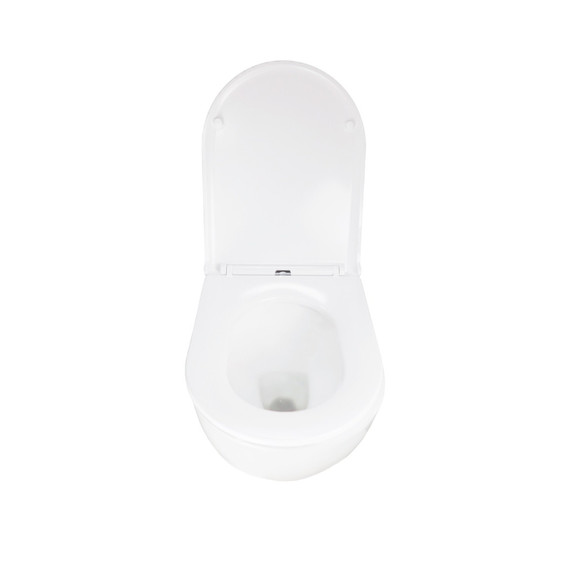 Унитаз подвесной безободковый Azario RUMBA AZ-5175T-WHT с тонкой крышкой микролифт (система смыва Торнадо) фото 6