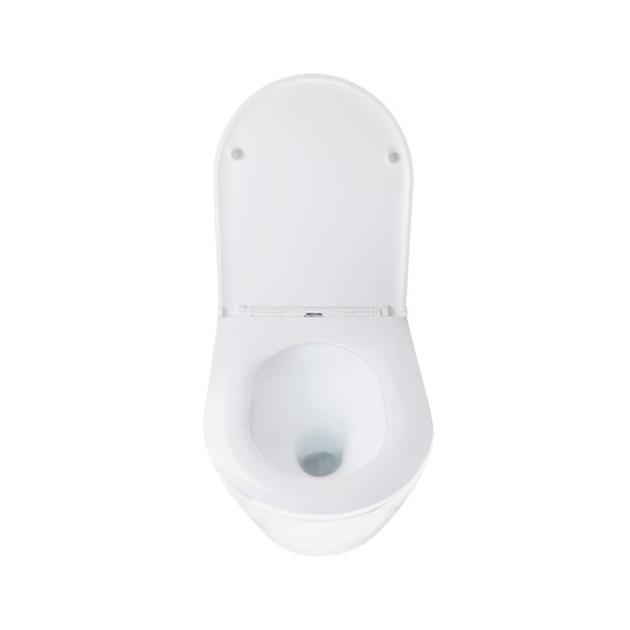 Унитаз подвесной безободковый Azario BLISS AZ-5179T-WHT с тонкой крышкой микролифт (система смыва Торнадо) фото 6