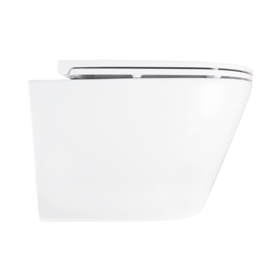 Унитаз подвесной безободковый Azario SONGO AZ-5180T-WHT с тонкой крышкой микролифт (система смыва Торнадо) фото 2