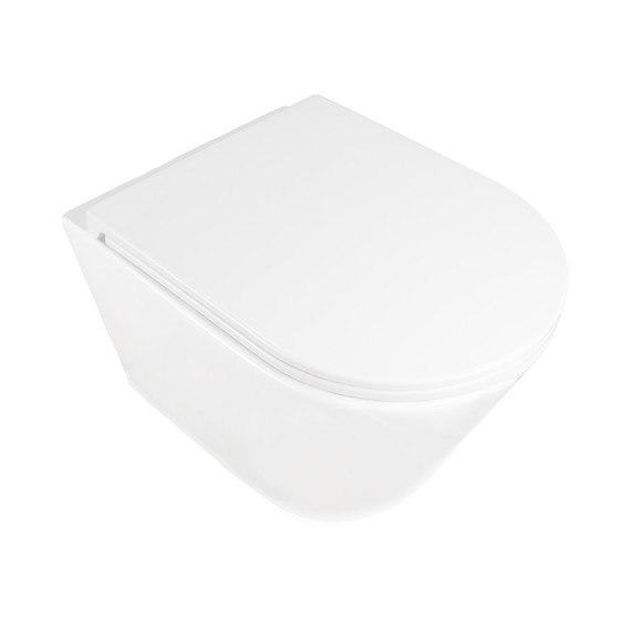 Унитаз подвесной безободковый Azario SONGO AZ-5180T-WHT с тонкой крышкой микролифт (система смыва Торнадо) фото 4