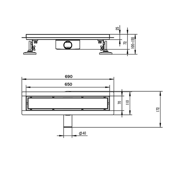 Трап Azario 65 см AZT2PT20650 (под плитку) фото 5