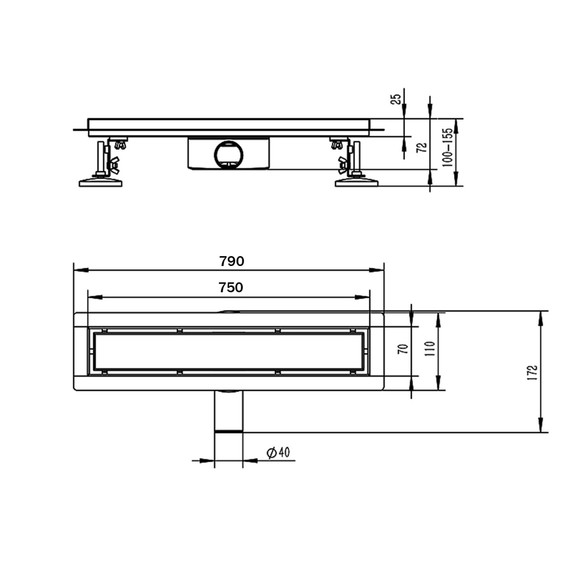 Трап Azario 75 см AZT2PT20750 (под плитку) фото 5