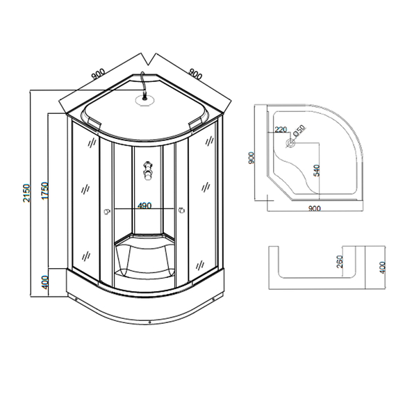 Душевая кабина Taliente 90x90 см TA-9090G, хром/тонированное фото 4