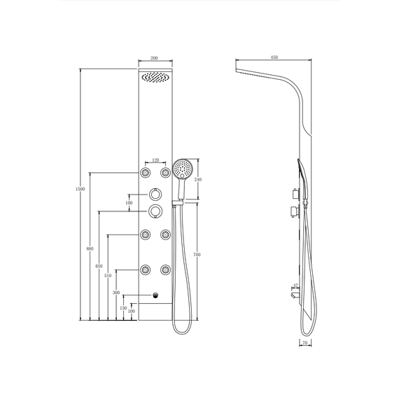 Гидромассажная панель Taliente ТА-G-A02Wcr+s, белый/хром фото 4