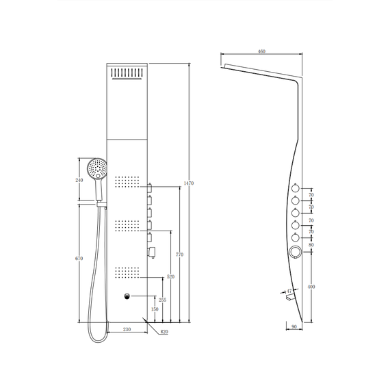 Гидромассажная панель Taliente ТА-G-A04Bb+s, черный матовый фото 4