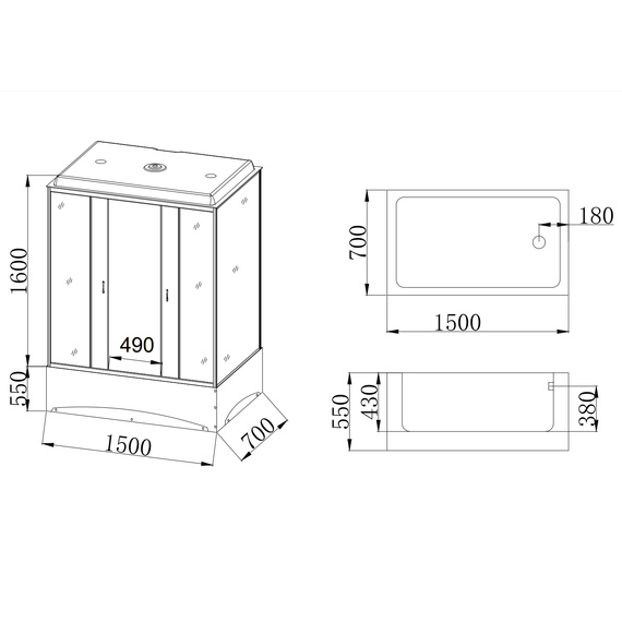 Душевая кабина Taliente 150x70 см TA-15070M, хром/матовое фото 7