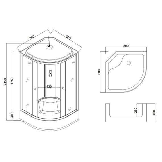 Душевая кабина Taliente 80x80 см TA-8080G, хром/тонированное фото 4