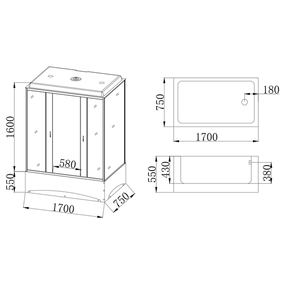 Душевая кабина Taliente 170x75 см TA-17075G, хром/тонированное фото 7