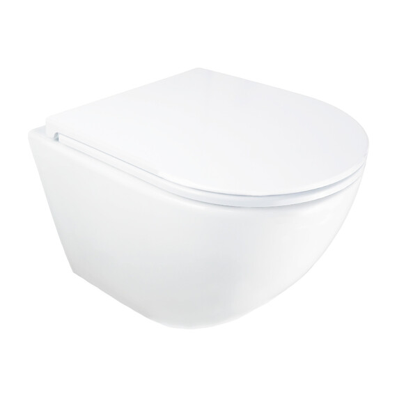 Унитаз подвесной безободковый Azario ADAGIO AZ-5177T-WHT с тонкой крышкой микролифт (система смыва Торнадо) фото 2