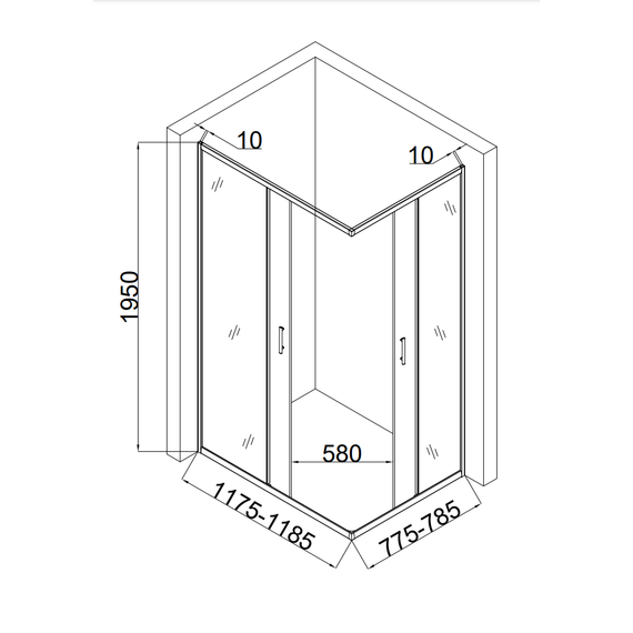 Душевое ограждение Taliente 120x80 см TA-08120-1CP, хром/прозрачное фото 3
