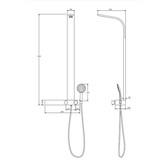 Душевая стойка Taliente ТА-G-TS1301B, черный фото 4