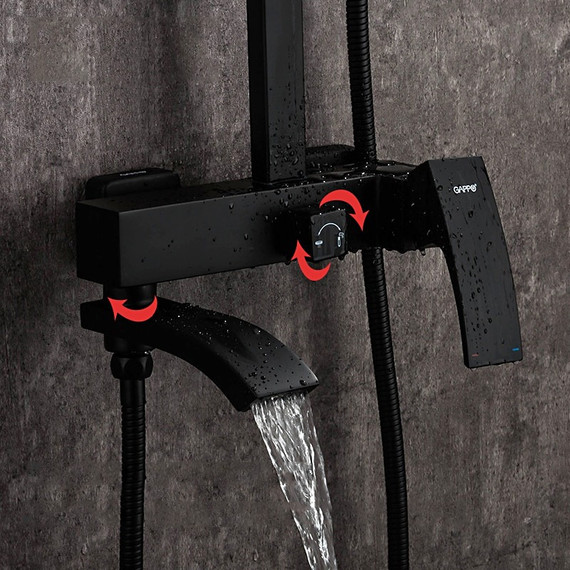 Душевая стойка Gappo G2407-6, черный фото 3