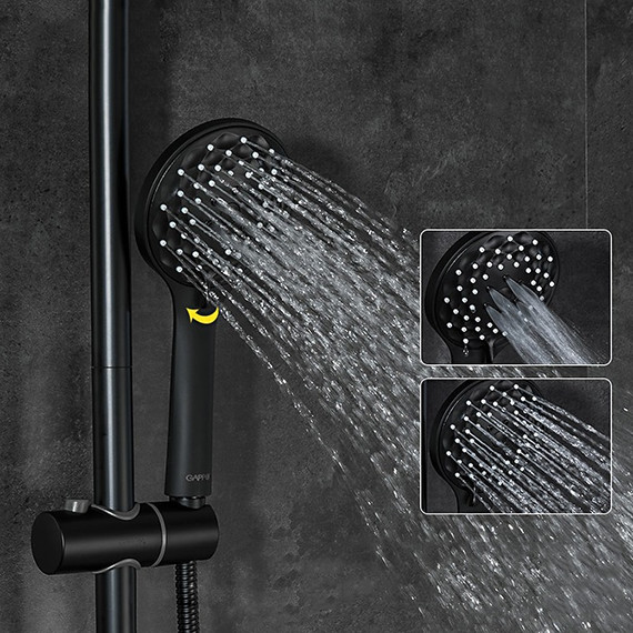 Душевая стойка с термостатом Gappo G2490-6, черный, Цвет производителя: чёрный фото 6