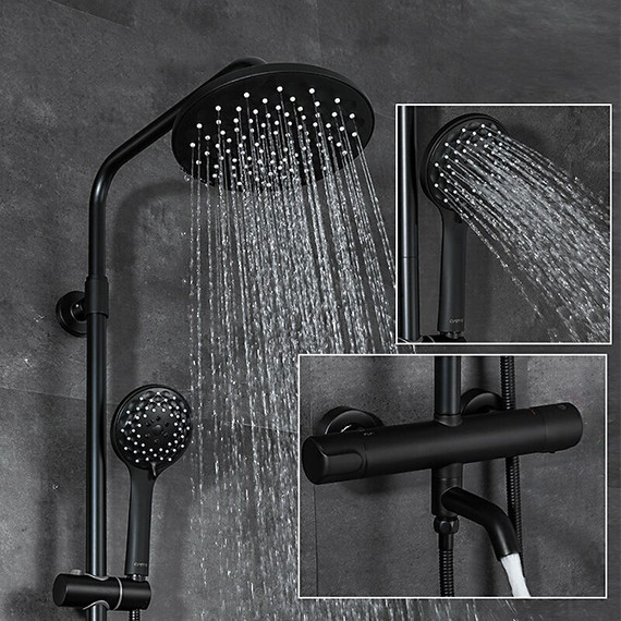 Душевая стойка с термостатом Gappo G2490-6, черный, Цвет производителя: чёрный фото 7