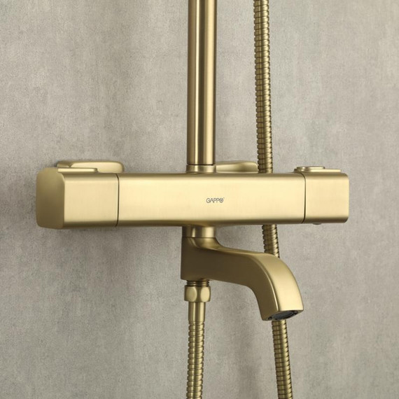Душевая стойка с термостатом Gappo G2491-3, золото, Цвет производителя: золото фото 24