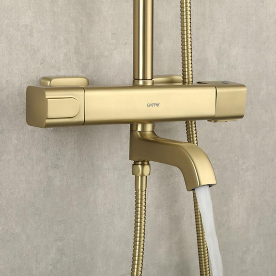 Душевая стойка с термостатом Gappo G2491-3, золото, Цвет производителя: золото фото 27