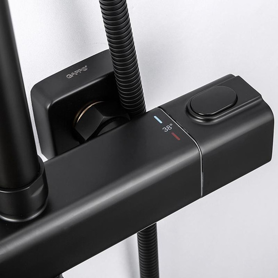 Душевая стойка с термостатом Gappo G2491-6, черный, Цвет производителя: чёрный фото 8