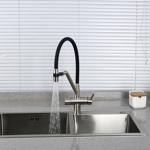 Смеситель для кухни Gappo G4398-85, сатин/черный фото 3