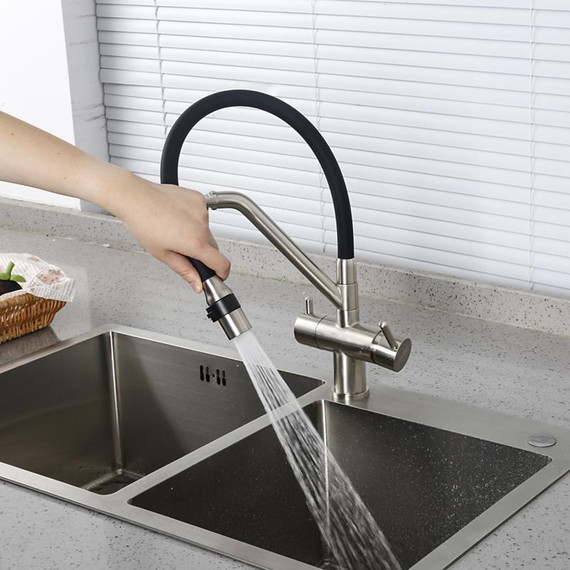 Смеситель для кухни Gappo G4398-85, сатин/черный фото 5