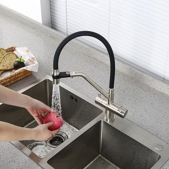 Смеситель для кухни Gappo G4398-85, сатин/черный фото 6