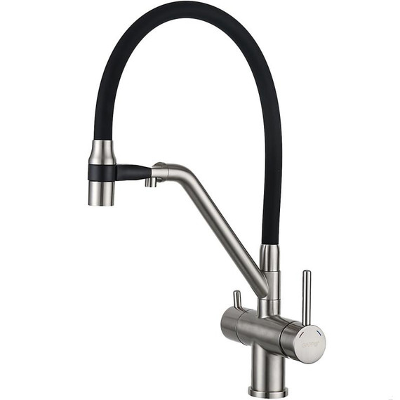 Смеситель для кухни Gappo G4398-85, сатин/черный фото 