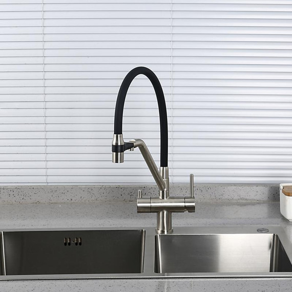 Смеситель для кухни Gappo G4398-85, сатин/черный фото 13