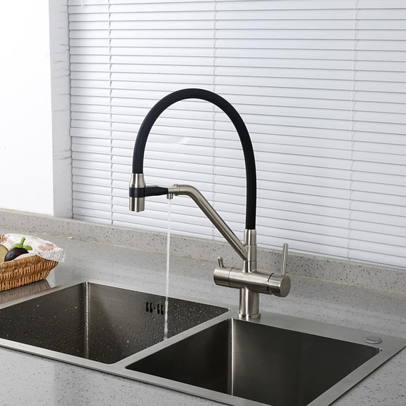 Смеситель для кухни Gappo G4398-85, сатин/черный фото 17