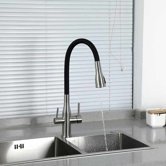 Смеситель для кухни Gappo G4399-65, сатин/черный фото 15