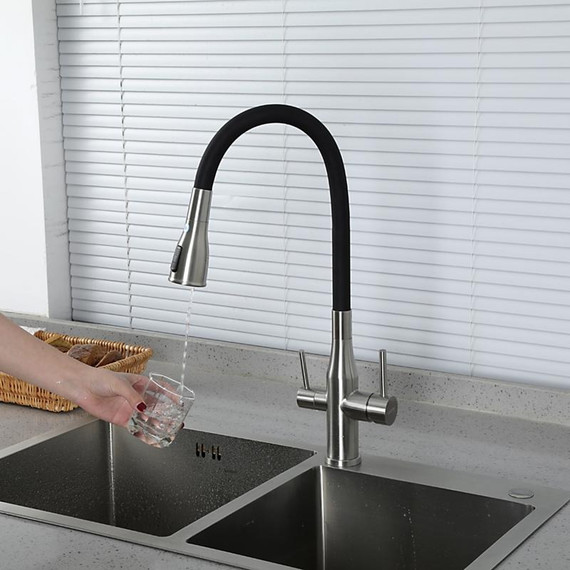 Смеситель для кухни Gappo G4399-65, сатин/черный фото 17