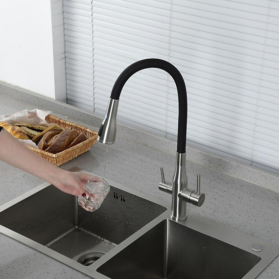 Смеситель для кухни Gappo G4399-65, сатин/черный фото 18