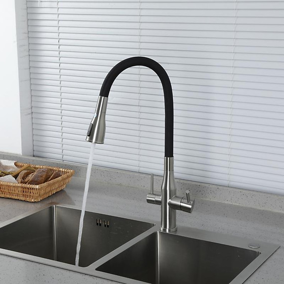 Смеситель для кухни Gappo G4399-65, сатин/черный фото 20