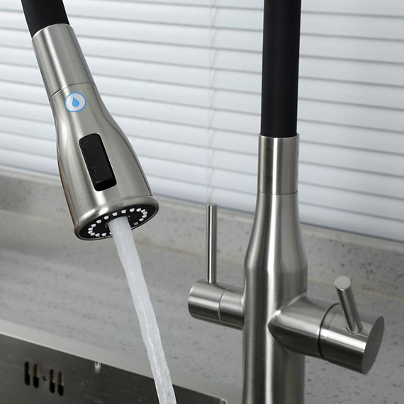 Смеситель для кухни Gappo G4399-65, сатин/черный фото 3