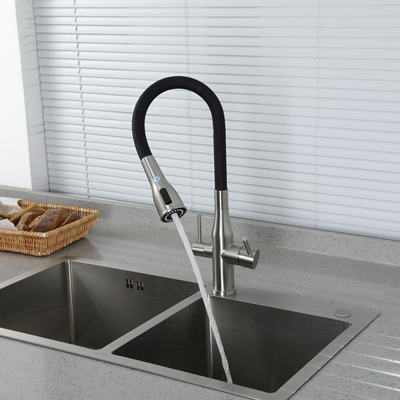 Смеситель для кухни Gappo G4399-65, сатин/черный фото 4